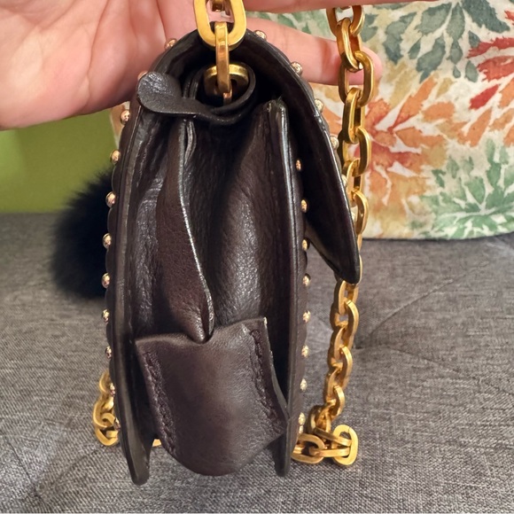 MCM Dark Green Haircalf & Brown Leather Shoulder Bag with Gold Chain - Picture 7 of 9